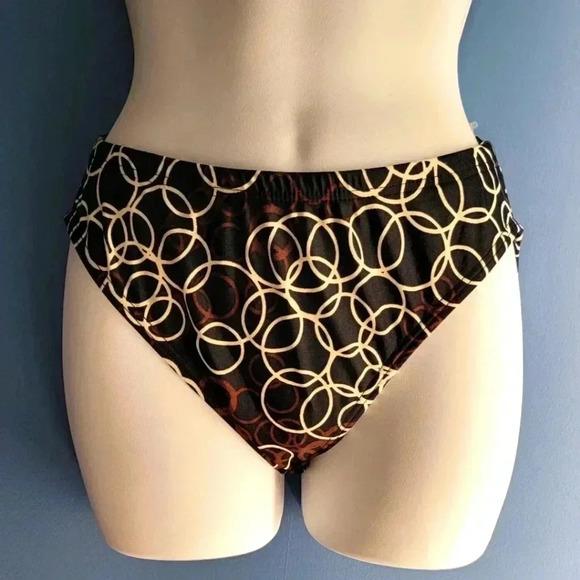 I.N.C. Womens Swimwear Black Brown White Bikini bottom NEW Size 14 & 10 - Picture 1 of 4